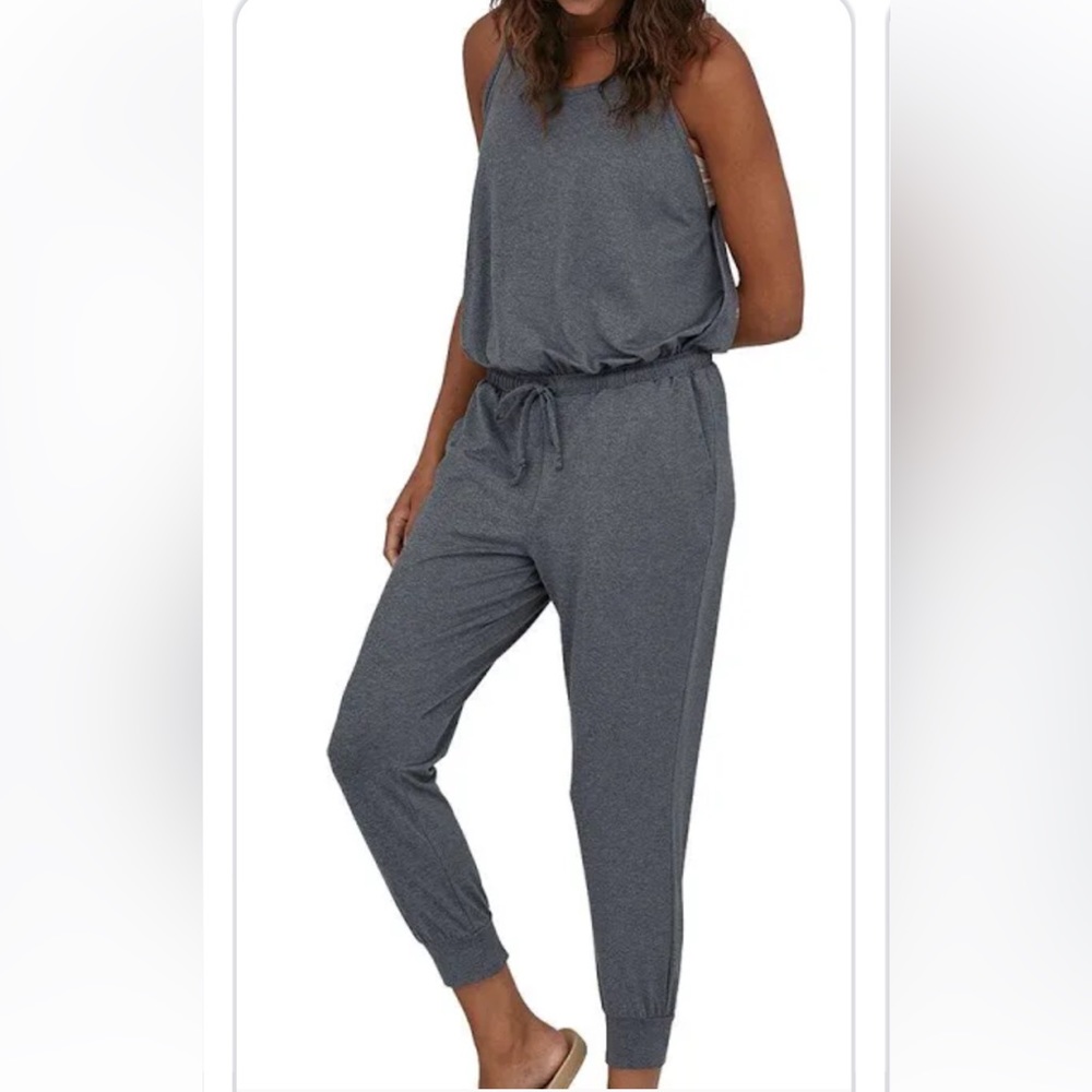 Women's Gray Sleeveless Jumpsuit